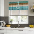 thumbnail image 5 of 2 Pack Valances for Windows, Blue Teal Anchor Window Valances for Living Room/Bedroom/Bathroom, Retro Brown Nautical Coastal Light Filtering Kitchen Curtain Valance Window Treatment 54"W x18" L, 5 of 9