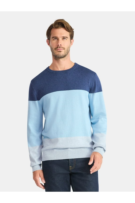Men's and Big Men's Colorblock Crewneck Sweater, Midweight, Sizes S-3XL