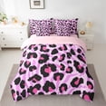 thumbnail image 2 of Manfei Wild Cheetah Pattern 7pcs Bedding Comforter Set,Woodland Animal Queen Sets,Pink Zebra Striped Queen Sheet For Teens Girls,Super Cozy Room Decor Reversible, 2 of 8