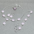thumbnail image 3 of Rose Quartz Gemstone Necklace Set Handmade Adjustable Chain Jewelry Oval Shape, 3 of 3