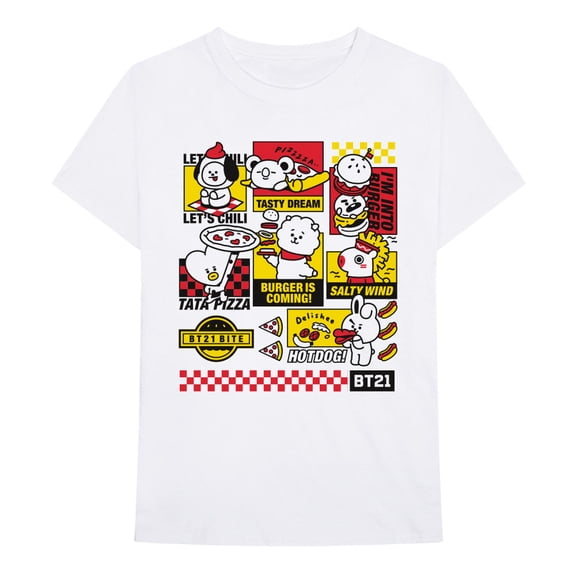 BT21 Unisex T-Shirt Bite Fast Food (X-Large)