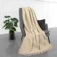 thumbnail image 3 of Kathy Ireland Oversized Chenille Polyester Fringed Basket Throw - Stone - 50” X 70”, 3 of 6