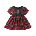 thumbnail image 1 of Bébé bébé Filles Noël Plaids Bowknot Princesse Robe à Manches Courtes Parti Robes de Noël, 1 of 8