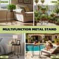 thumbnail image 7 of 1 Pack Indoor Outdoor Side Table, Weather Resistant Black Metal Side Table for Patio Balcony Yard Porch Garden, Plant Stand for Indoor Outdoor Use, 7 of 7