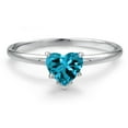 thumbnail image 3 of Gem Stone King 14K White Gold London Blue Topaz Solitaire Engagement Ring for Women | 0.55 Cttw | Heart Shape 5MM | Gemstone November Birthstone | Size 5, 3 of 6