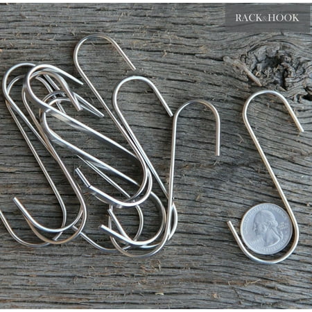 Chrome Steel Warming Rack - 10 Pack 3 Inches Flat Brushed S Shape Chrome Finish Stainless Steel Hanging Hooks for Kitchenware , Pots , Utensils , Plants , Towels , Gardening Tools , Clothes,.., By Rack and Hook