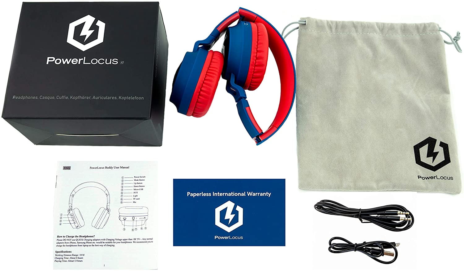 Headphones for Kids, PowerLocus Bluetooth Headphones, Kid Headphone  Over-Ear with LED Lights, Foldable Headphones | Walmart Canada