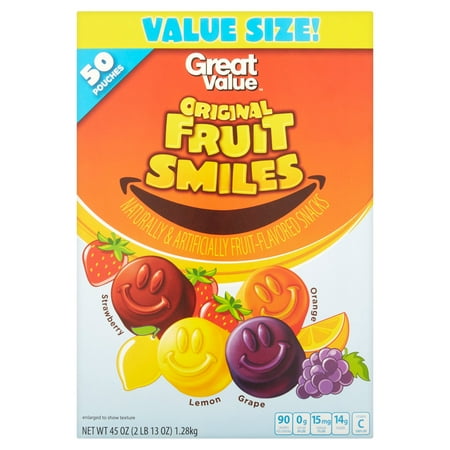 Great Value Original Fruit Smiles, 45 oz, 50 Count