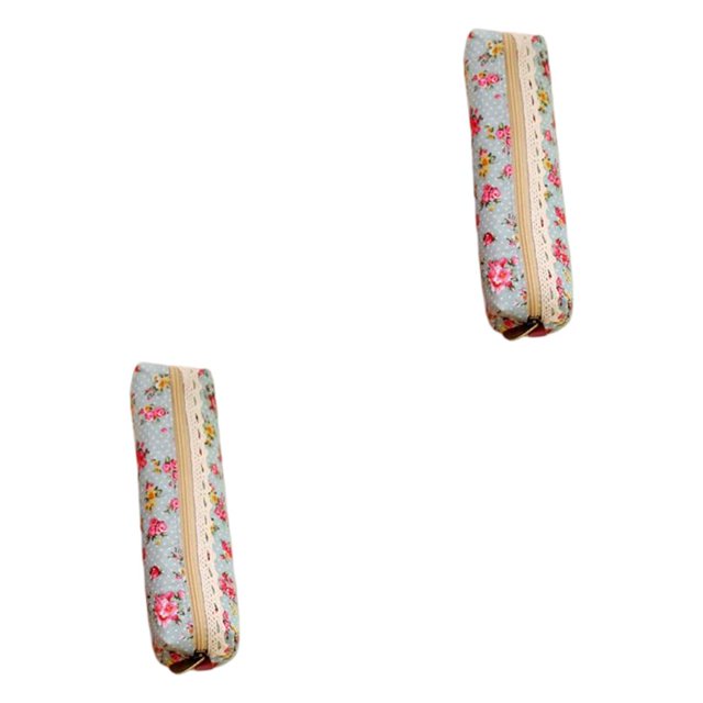 Wosthever Estuche para lápices Diseño elegante Bolsa de papelería Aspecto lindo Almacenamiento multicolor Estuches para maquillaje Bolsas para Floral azul claro 2Conjunto