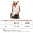 thumbnail image 2 of Camiseta con cuello en V y manga de pétalo para mujer, elegante, informal, con ojales, blusa superior de ganchillo para trabajo de oficina, color blanco S, 2 of 2