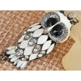 thumbnail image 4 of Gunmetal Tone Clear Crystal Rhinestones White Enamel Owl Bird Pendant Necklace, 4 of 5