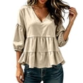 thumbnail image 2 of Trikvn Summer Tops for Women Casual V Neck Babydoll Shirts 3/4 Puff Sleeve Peplum Blouses Tiered Flowy Ruffle Tunic Lightweight Cute Vacation Beach Wear Loose Fit, 2 of 6