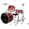 GP Percussion 3-Piece Complete Junior Drum Set, Metallic Red
