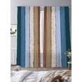 thumbnail image 3 of Blue Brown Semi Sheer Window Curtains 108 Inches Long, Farmhouse Wood Grain Vintage Vertical Striped Rod Pocket Voile Silky Chiffon Curtain Light Filtering Drapes for Living Room, 52"x108", 2 Panels, 3 of 9