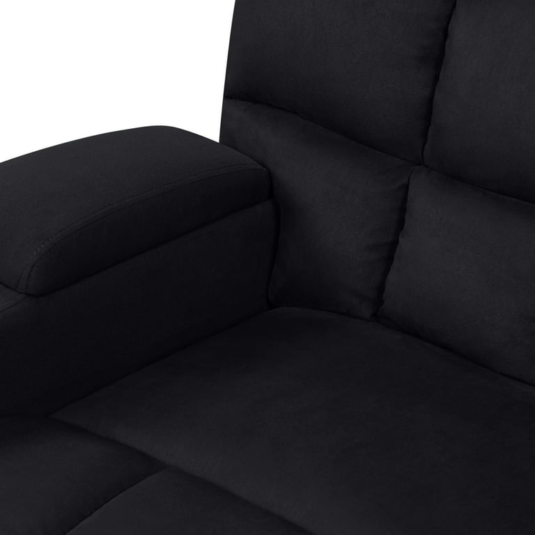 Black microfiber online reclining sofa