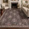 thumbnail image 3 of GENIMO 2'x7' Runner Rug, Machine Washable Non Slip Low Pile Hallway Runner Rug for Kitchen Laundry Room, Vintage Floral, Dusty Brown, 3 of 7