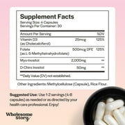 Wholesome Story Myo-Inositol & D-Chiro Inositol Capsules Hormone Balance & Fertility Support, 120 Ct