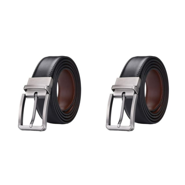 Wisewang Ceinture Décontractée pour Homme avec Boucle Réversible Style Durable et Soigné Ceinture en Peau de Vache Ceinture Réversible Complets Original 125cm 2Ensemble
