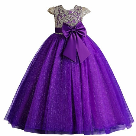

FRSASU Kids Clothing Clearance Children Baby Girls Middle-aged Children s Sleeveless Embroidery Mesh Dress Gauze Dress Princess Dress Purple 9-10 Years