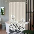 thumbnail image 4 of White Flowers Small Shower Curtain Black Leaves White Flower Stall Shower Curtain Water Repellent Polyester Fabric Vintage Floral Bathroom Curtain Set with 6 Hooks, 36W x 72L inch, 4 of 6