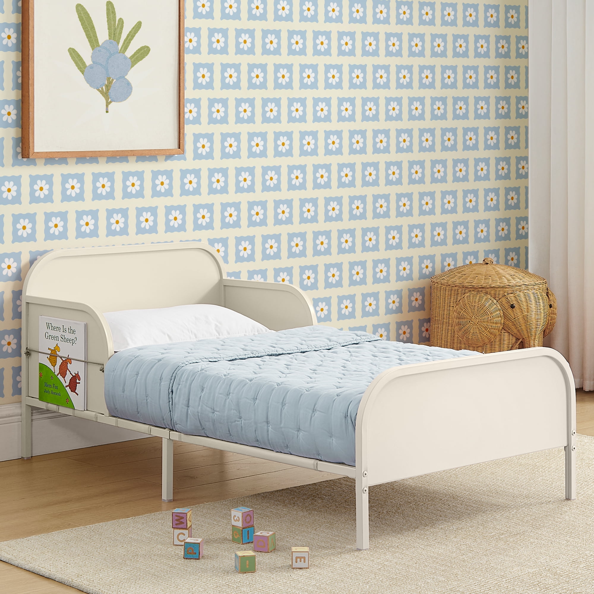 Delta Children Magic Magnet Toddler Bed with Customizable Magnets & Built-In Book Storage, Oatmeal