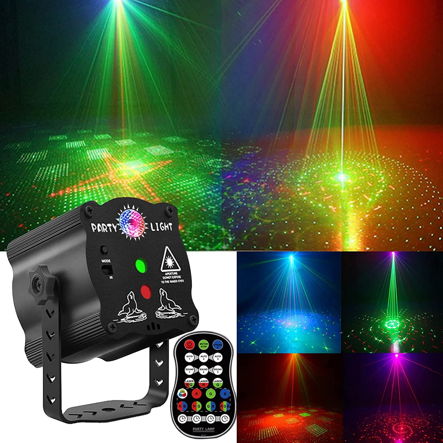 DJ Disco Stage Party Lights, LED Sound Activated Laser Light RGB