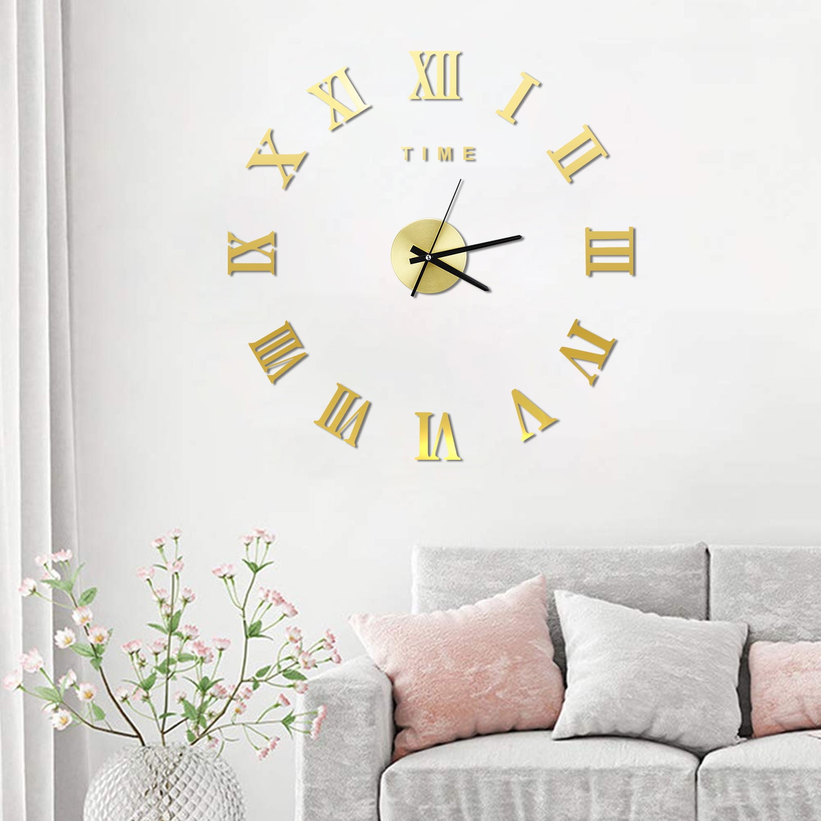 3D DIY Wall Clock, EEEkit Frameless Mirror Surface Wall Clock, Large