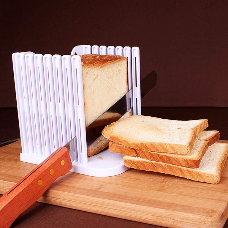 HERCHR Bread Slicer, Plastic Bread Slicer Machine Adjustable Toast Slicer  Foldable and Manual Bread Slicer 2 Sizes Bread Loaf Slicer Foldable Kitchen