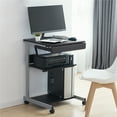 thumbnail image 4 of Topeakmart Rolling Laptop Computer Desk Table with Drawer and Shelf on Wheels, Black, 4 of 11