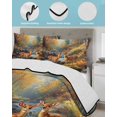 thumbnail image 4 of Quilts King Size, Orange Cute Deer Soft Comforter Bedding Set for Bed, Vintage Forest River Elk Lightweight Quilted Bedspread with Pillow Cover(2 Pieces) for All Season, 96x106 Inch, 4 of 6