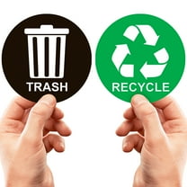 Assured Signs Recycle Sticker for Trash Can | 5 by 5" | 2 Pack | Green & Black Vinyl - Ideal Recycling Stickers For Bin