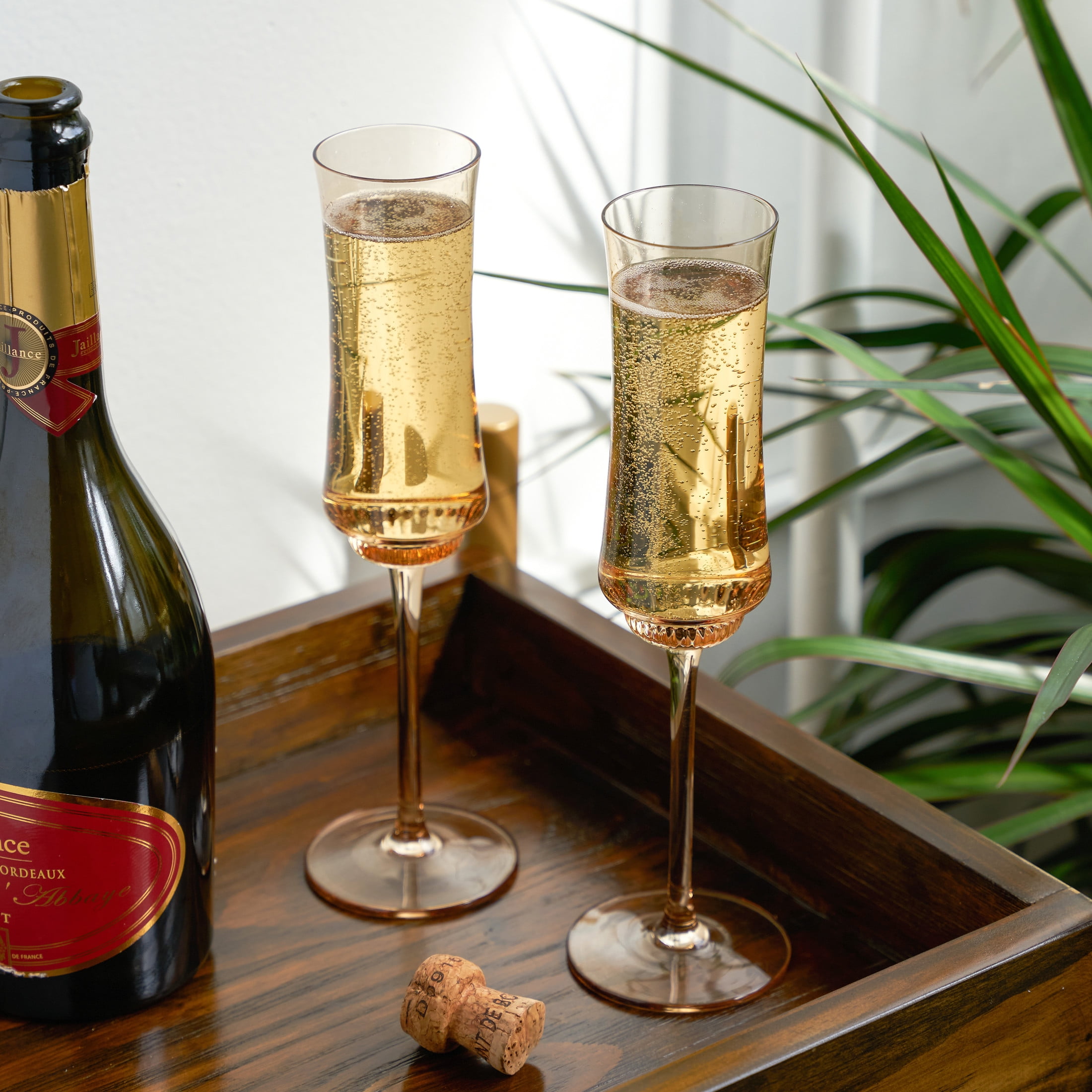 Twine Tulip Champagne Flutes for Home Bar, Wedding Gifts, 7 oz Set of 2