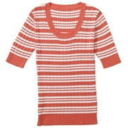 Women's Stripe Short-Sleeve Scoop Sweater