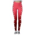 thumbnail image 4 of MKLEKYY Leggings para mujer, leggings para hacer ejercicio, leggings con estampado navideño, pantalones con bloques de color, leggings suaves y elásticos. 4703, 4 of 4