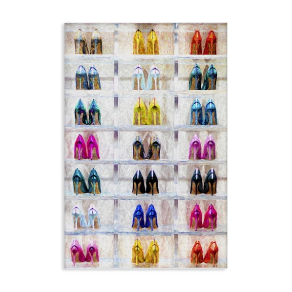 Stupell Industries Arranged High Heels Fashion Painting Wrapped Canvas Art Print Wall Art, 16 x 24