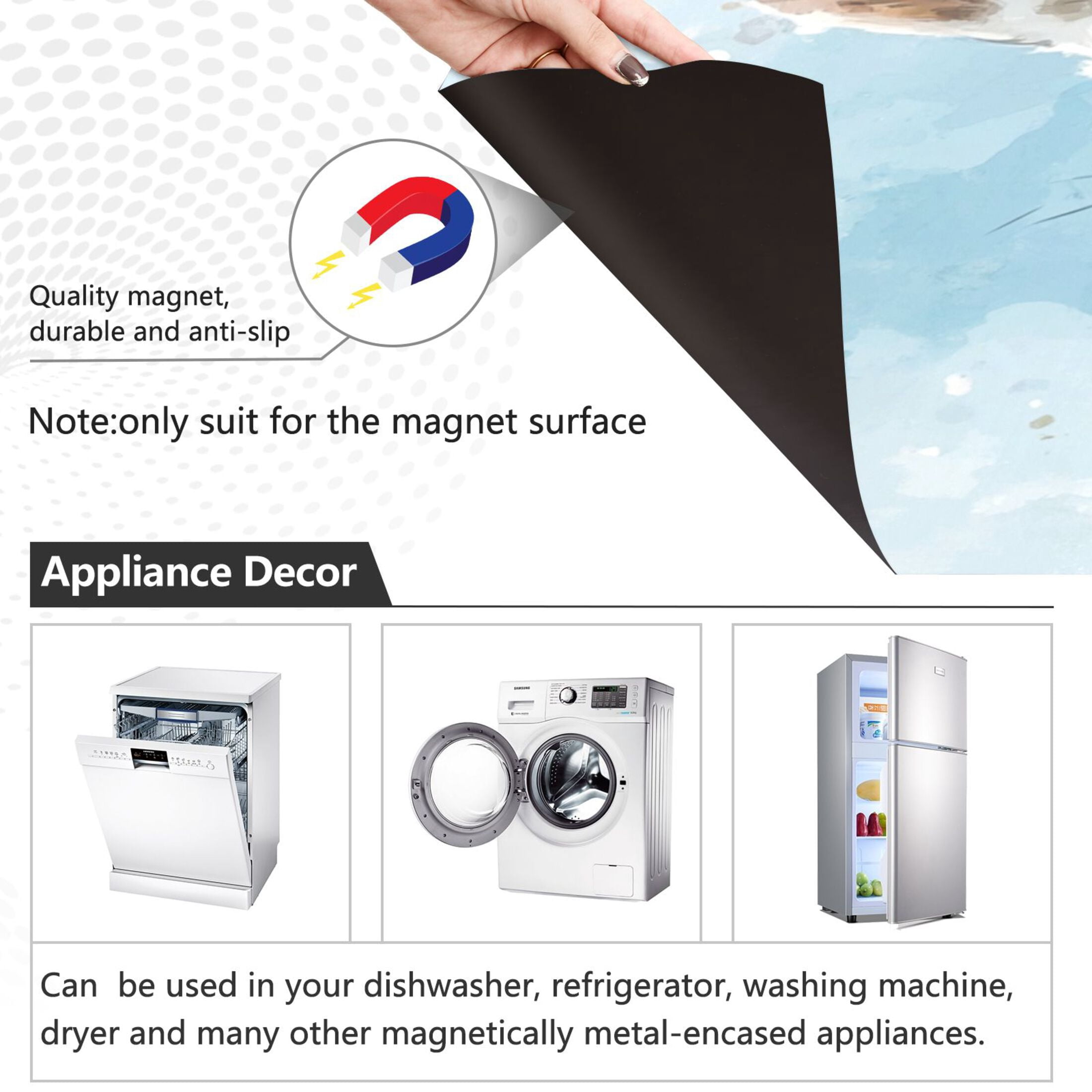 Dishwasher Magnetic Sticker 23x26 Inch Refrigerator Magnetic Sticker Washing Machine Magnetic Sticker Kitchen Panel Magnetic Sticker Home Decor Cute Blue Cartoon Rabbit