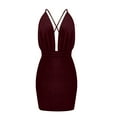 thumbnail image 4 of Wycnly Formal Dresses for Women Party Club Sexy Low-cut Backless Bodycon Strap Mini Dresses Sleeveless V-Neck Solid 2025 Summer Short Dress Red l, 4 of 5