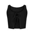 thumbnail image 5 of LangJing Crochet Tops for Women Summer Vacation Beach Coverup Going Out Tie Front Spring Sweater Vest 2026 Fashion Sheer Knit Cardigan Black,L, 5 of 8