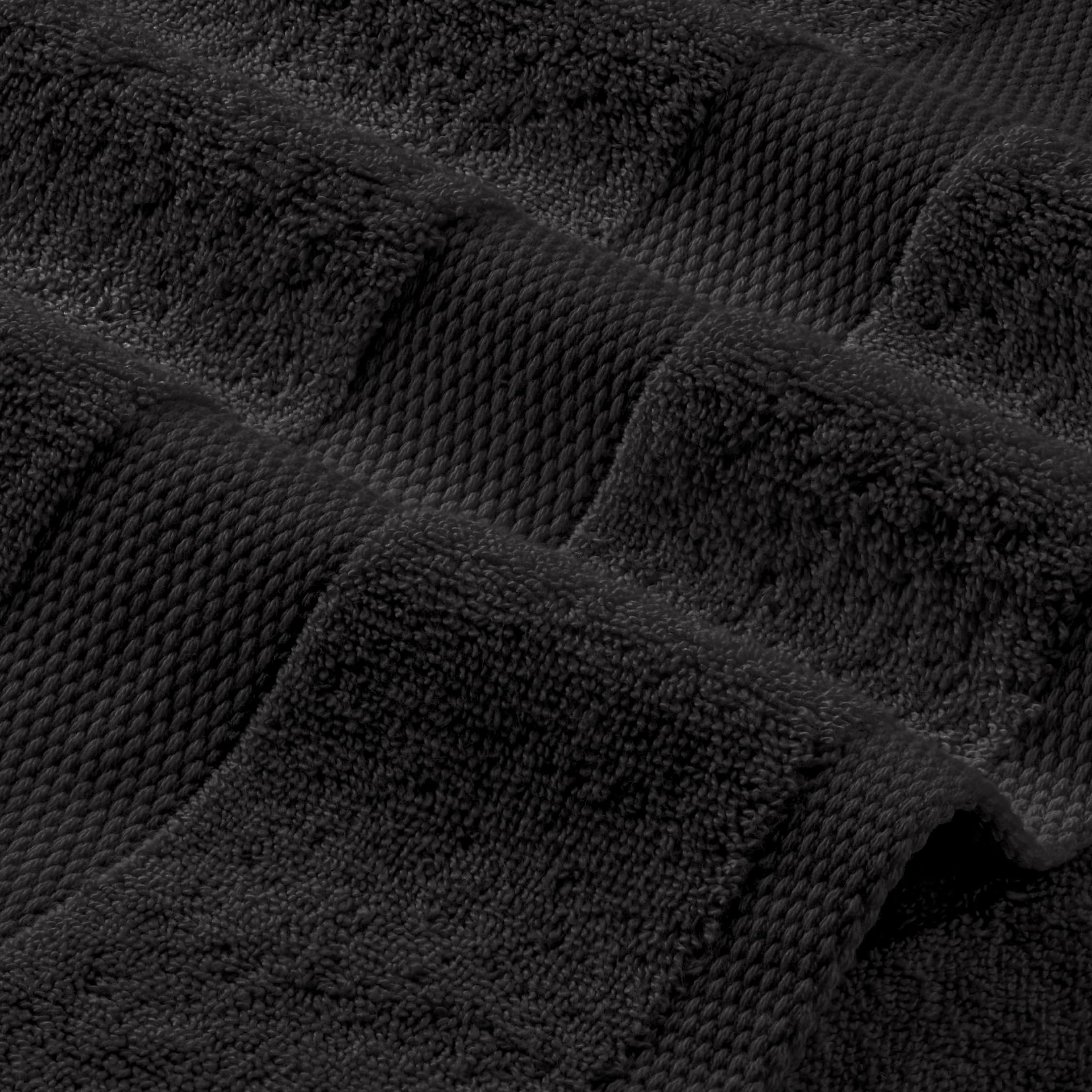 White Classic Black Bath Towel Set of 6 - 100% Cotton Highly Absorbent Towels for Bathroom, 2 Luxury Bath Towels 650GSM, 2 Hand Towels, 2 Washcloths
