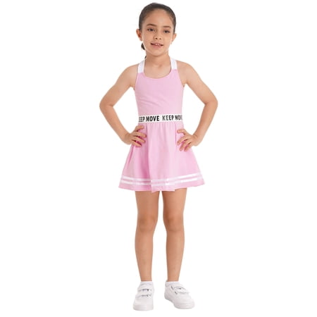 Aislor Kids Girls Sports Outfit Sleeveless Tennis Dress and Athletic Shorts Activewear