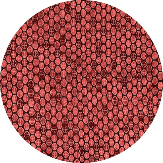 Ahgly Company Indoor Round Abstract Red Modern Area Rugs, 4' Round