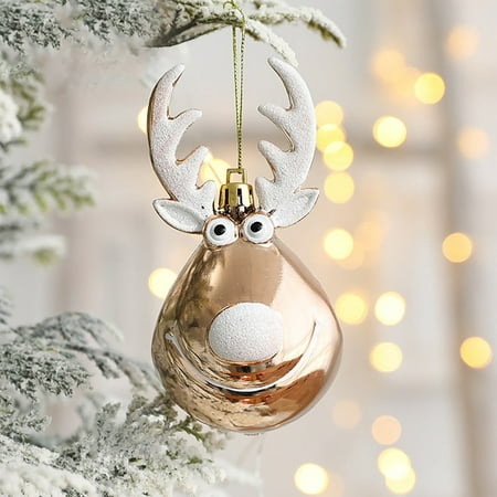 KEVCHE Christmas Ornaments Imitation Metal Plastic Ball Santa Claus Elk for Home Decoration
