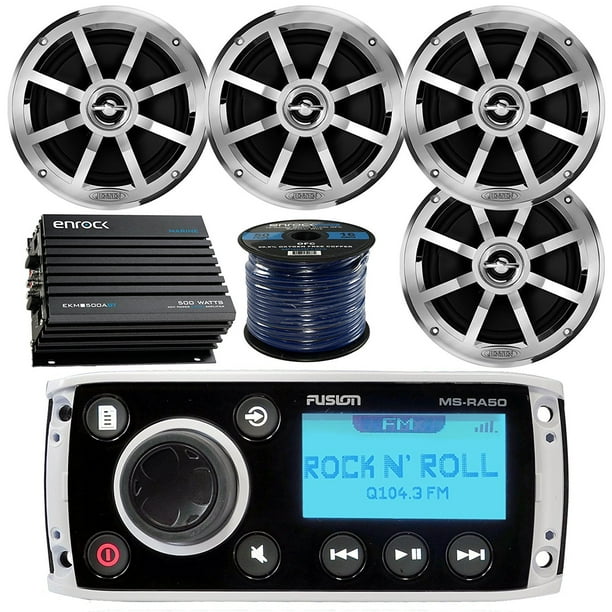 Fusion MSRA50 AM/FM AUX iPod Bluetooth Ready Marine Boat Stereo Bundle