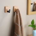 thumbnail image 5 of YIGII Towel Hooks for Bathroom Adhesive Hooks Wall Mounted Robe hook Heavy Duty Hand Towel Hooks Black Solid Wood Beech Wall Hook 4 Packs, 5 of 7
