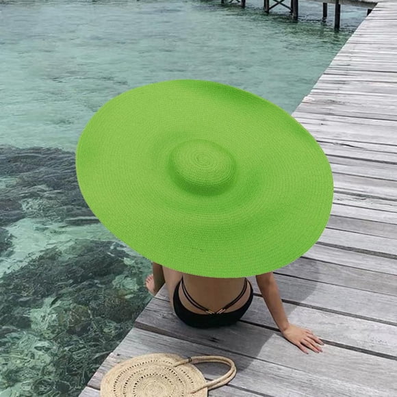 Sombrero de paja de ala ancha para mujer,Sombreros de paja de playa de gran tamaño Sombrero de sol de paja flexible Sombreros de paja de playa de gran tamaño Artesanía superior