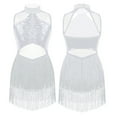 thumbnail image 5 of iiniim Girls Kids Shinny Rhinestone Tassel Jazz Latin Dancewear Lyrical Dress Age 6-16 White 14, 5 of 7