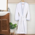 thumbnail image 6 of Unisex Cotton Terry Kimono Bathrobe with Embroidery All-Season Robe, XL, Blue-White, 6 of 12