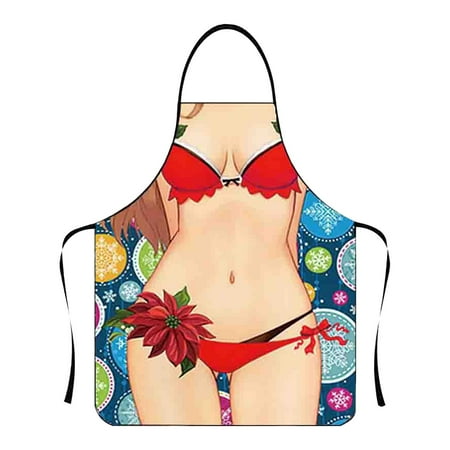 

Kitchen Apron Funny Personality Creative Apron Muscle Men s Apron Bikini Series Cartoon Couple Apron Polyester Apron