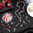 thumbnail image 3 of Kit para hacer rosarios de 480 piezas con dijes de crucifijo, colgantes de crucifijo, dijes de Pascua, cuentas de flor de rosa roja, cuentas de perlas de imitación., 3 of 4