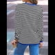thumbnail image 4 of Suéter de Punto Suave A Rayas para Mujer, Camisa Holgada con Bolsillo en el Pecho. Azul de Luna L, 4 of 5